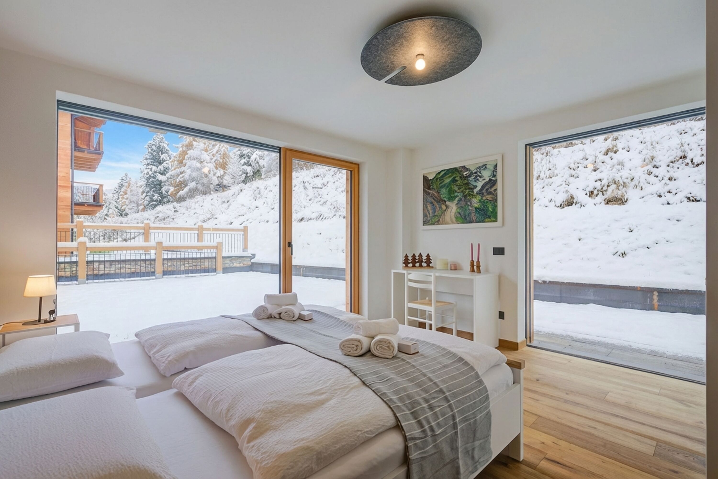 Apartamento família, vários quartos, 2 banheiros, ao lado da montanha (Edelweiss) | 2 quartos, Wi-Fi de cortesia, roupa de cama