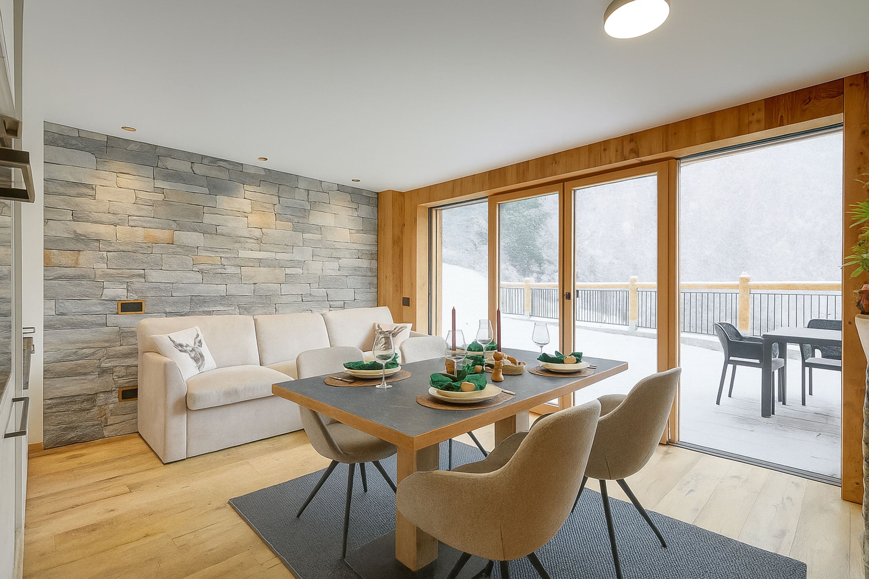 家庭公寓, 多間臥  室, 2 間浴室, 山旁 (Edelweiss) | 客廳 | 21 吋平面電視連衛星電視頻道