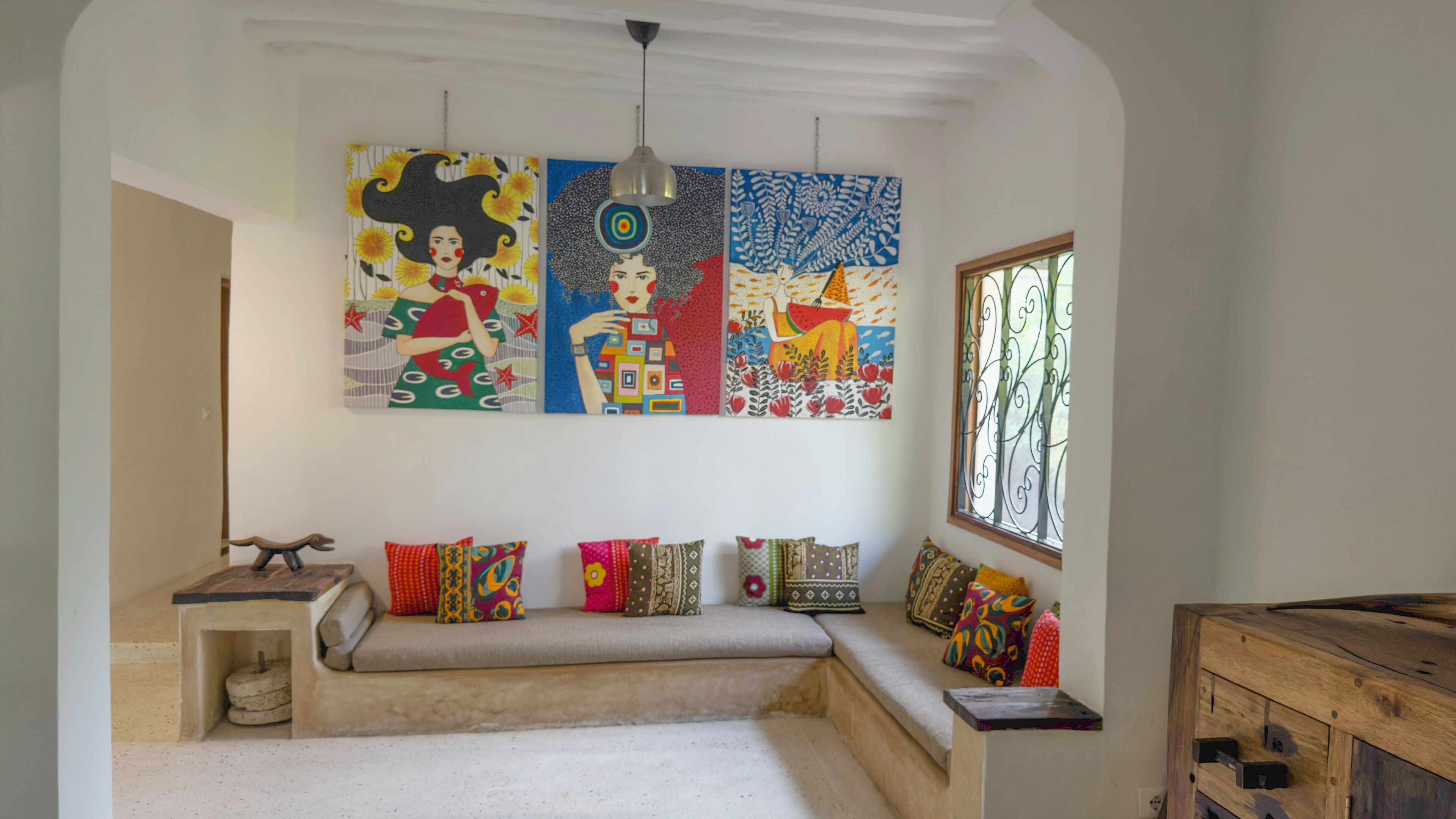 Casa luxo, 2 quartos, vista para a praia | Área de estar