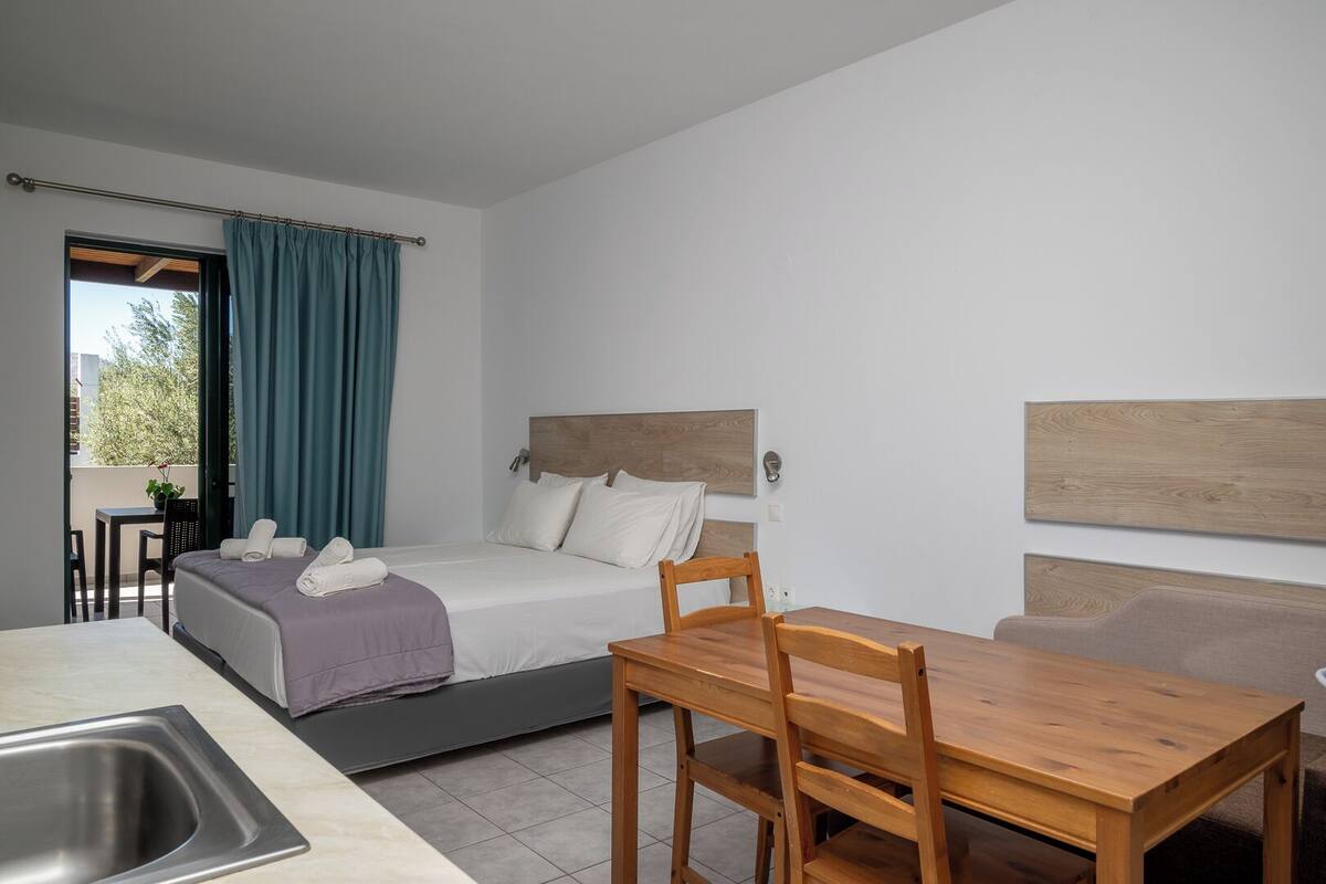 Estudio Confort, vista al jardín | Caja de seguridad en la habitación, cortinas blackout y insonorización 