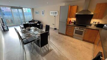 Apartment | Private kitchen | Fridge, microwave, oven, stovetop