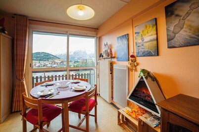 4-person family apartment at the foot of the slopes and close to shops