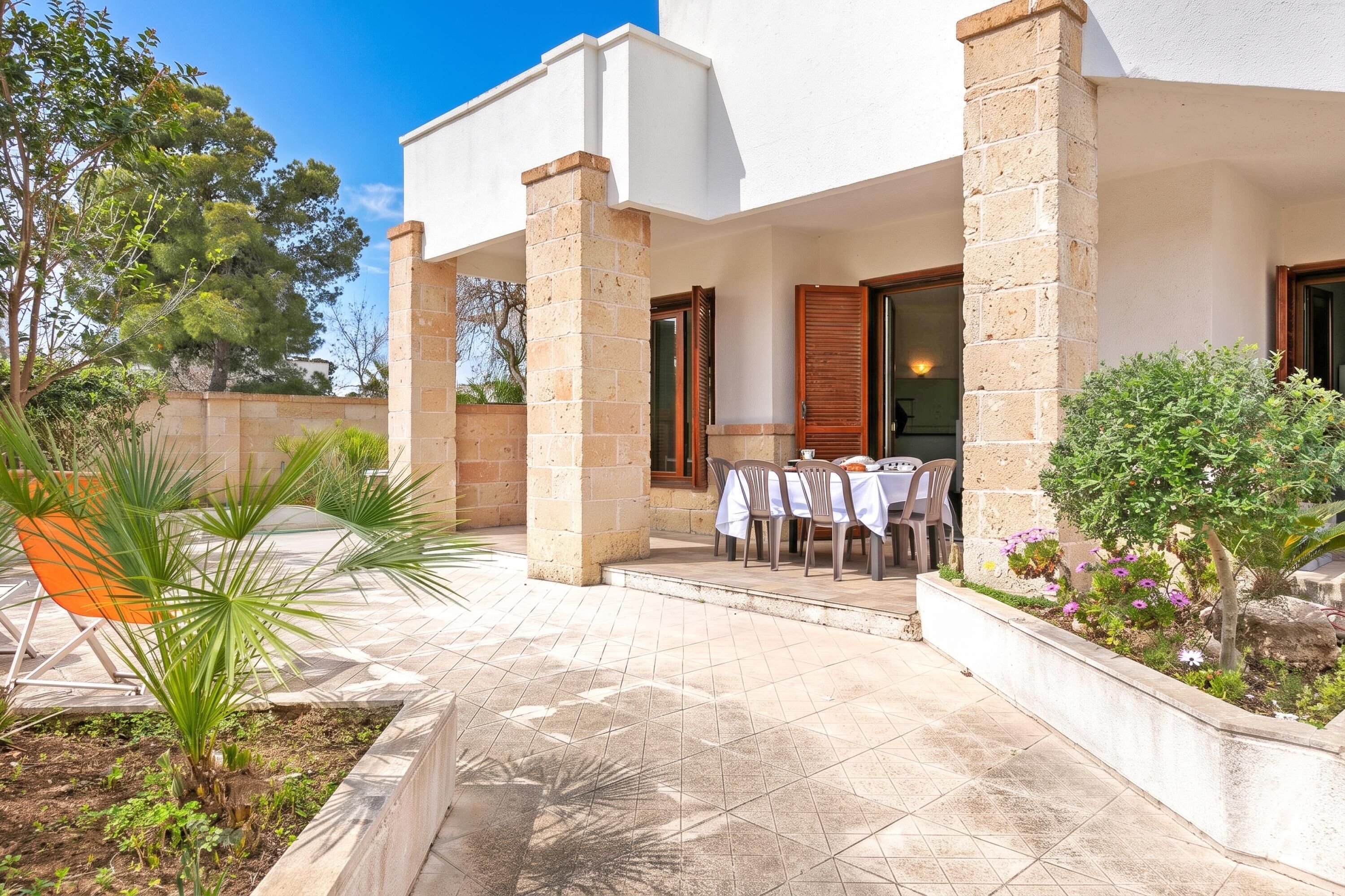 Familienvilla, 4 Schlafzimmer, 2 Bäder (Salento Sweet Home Sea View with) | Speisen im Freien