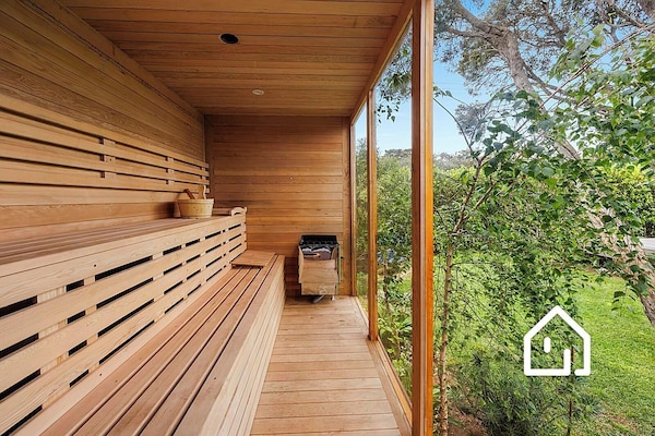 A huge sauna overlooking the private gardens