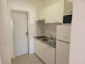 Fridge, microwave, stovetop, electric kettle - Studio Apartment Miro (Grebaštica)