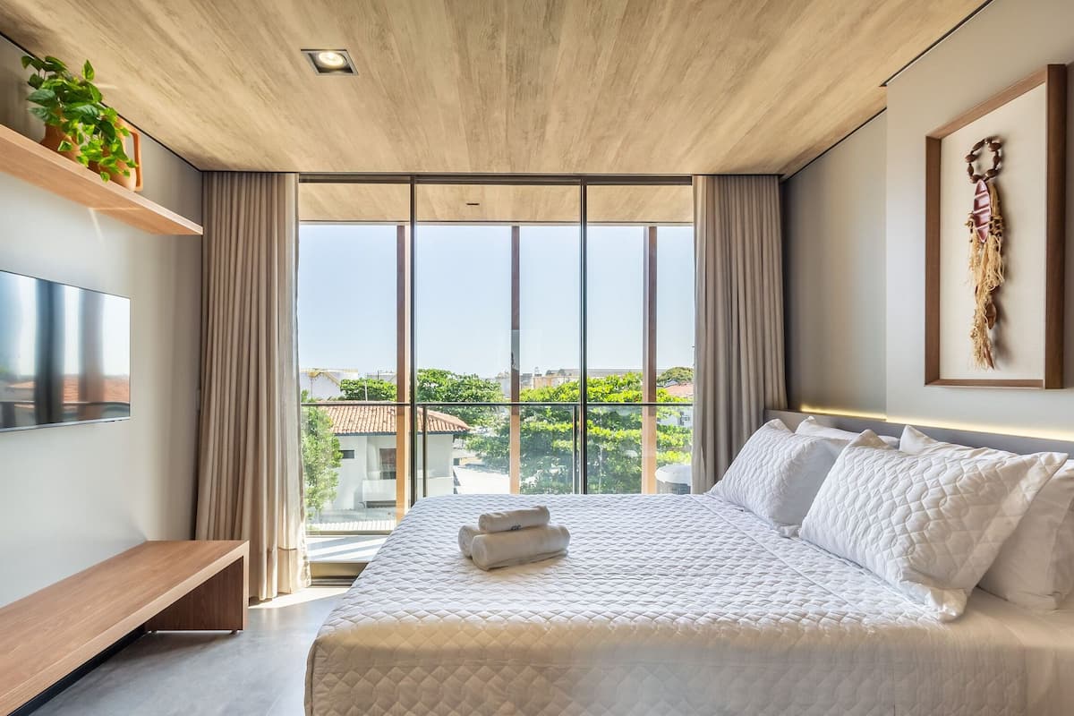Estúdio básico | 1 quarto, individualmente mobiliados, Wi-Fi de cortesia, roupa de cama