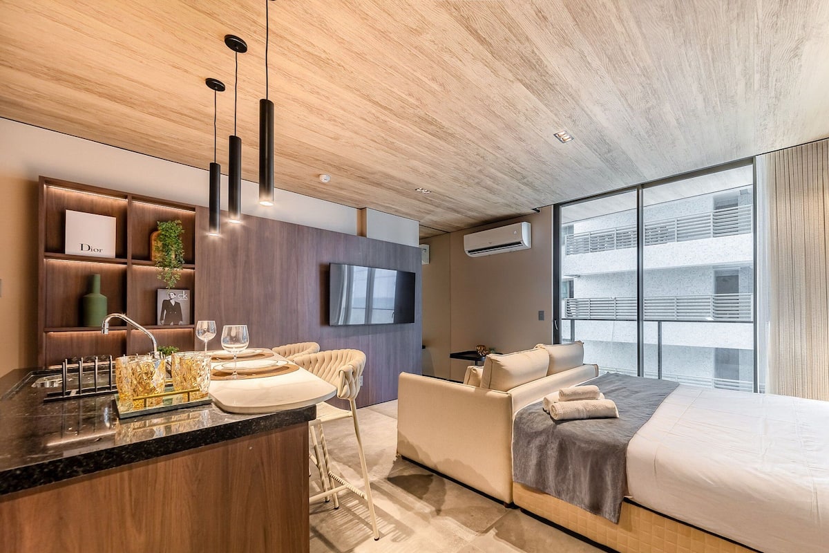 Estúdio básico | 1 quarto, individualmente mobiliados, Wi-Fi de cortesia, roupa de cama