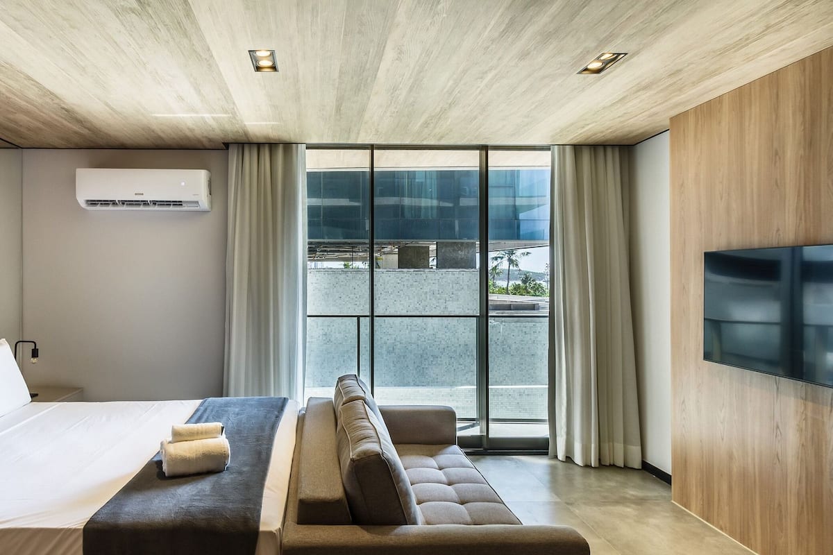 Estúdio básico | 1 quarto, individualmente mobiliados, Wi-Fi de cortesia, roupa de cama