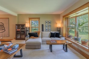 Smart-TV, Kamin, Videospiele, Bücher