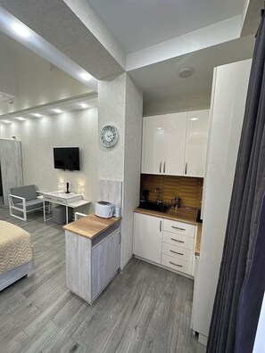 1 bedroom, desk, soundproofing, iron/ironing board