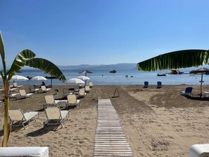 Utsikt mot strand/hav