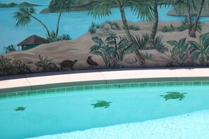 Outdoor pool - Charming Santa Fe 3-bedroom house in La Quinta with AC, WiFi, Pool (La Quinta)