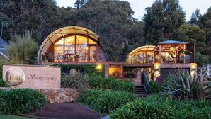 A building with a sign labeled "Sanctuary." - Sanctuary Bruny Island - Dome 1 (suitable for two guests) (Adventure Bay)