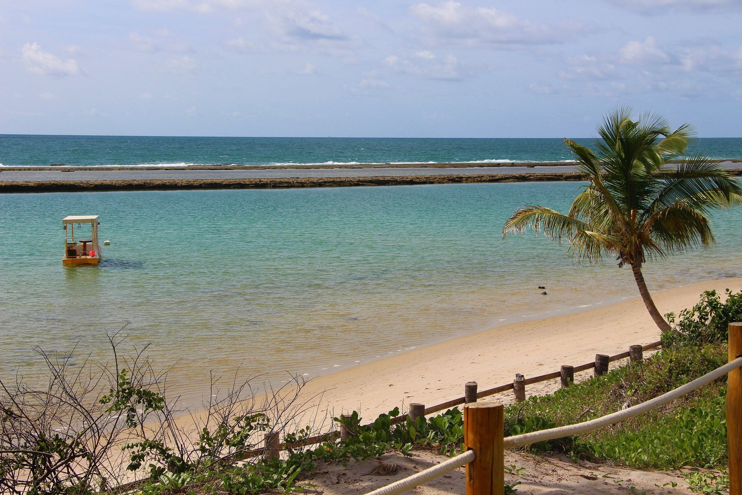 On the beach, white sand