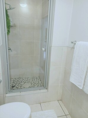Dusche, Handtücher, Seife, Toilettenpapier