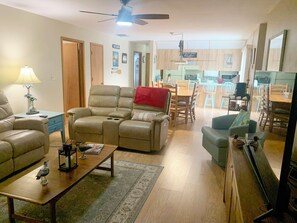 TV, peis, DVD-spiller og filmbibliotek