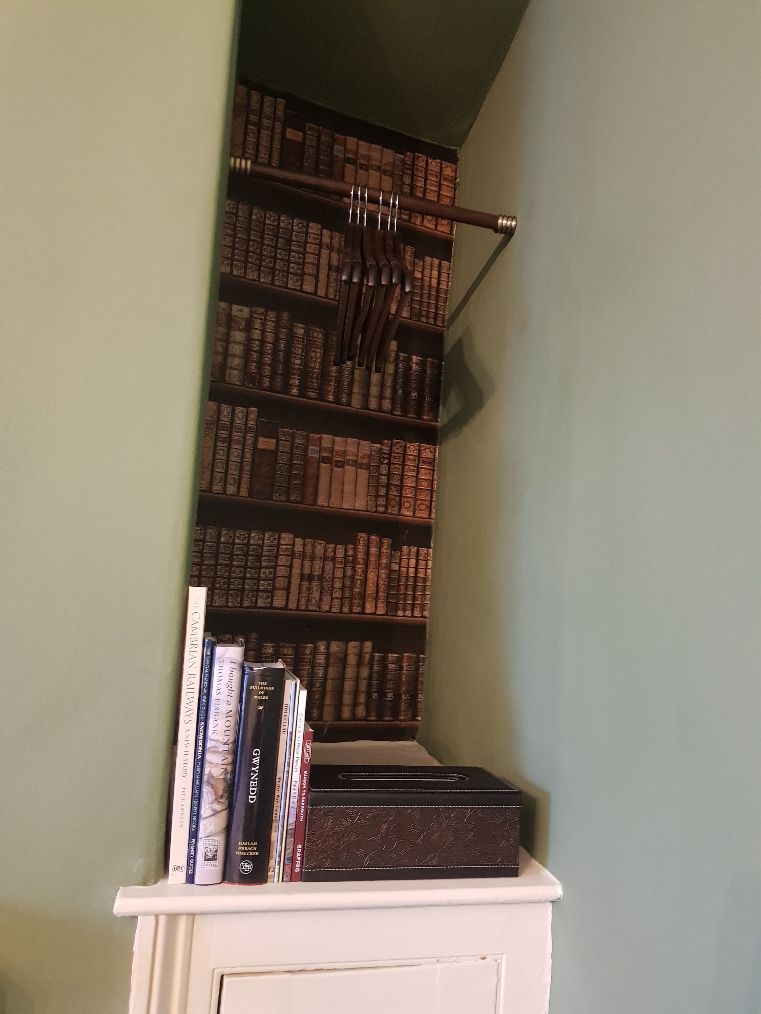 Une bibliothèque remplie de livres et quelques livres posés sur une étagère.