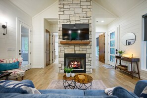 Smart TV, fireplace, video games, books