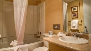 Hair dryer, bidet, towels, soap