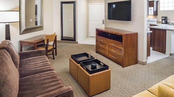 TV, DVD player, ping pong, video library