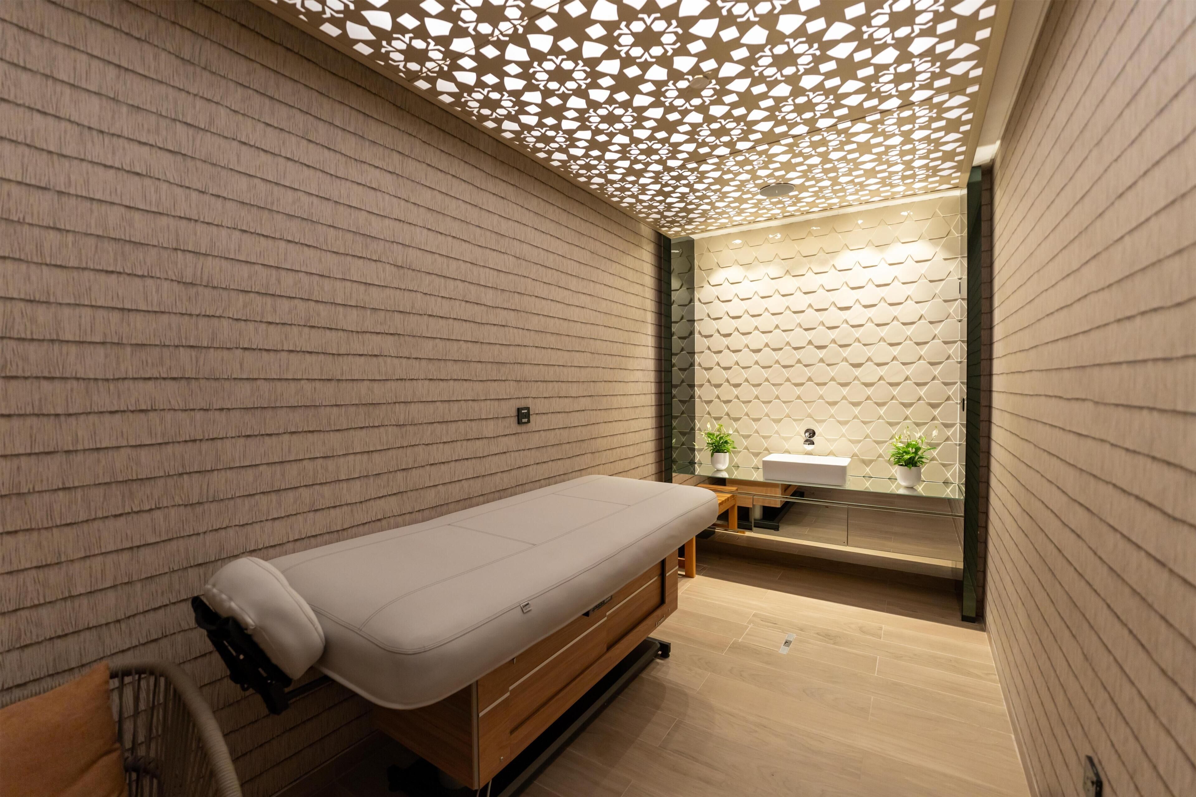 Sauna, steam room, body treatments, deep-tissue massages