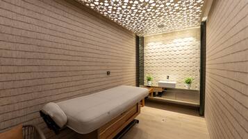 Sauna, steam room, body treatments, deep-tissue massages