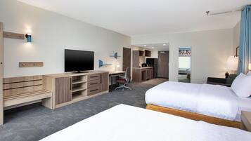 Studio, 2 Queen Beds, Accessible Bathtub (Mobility & Hearing) | Desk, laptop workspace, blackout drapes, iron/ironing board