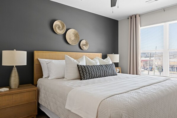 2 bedrooms, desk, iron/ironing board, travel cot