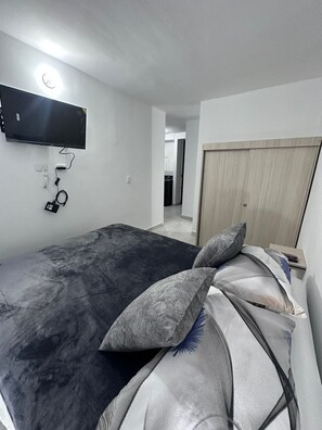 Departamento de lujo, 1 cama matrimonial y sofá cama, baño privado, vista a la montaña | 1 habitación, ropa de cama de alta calidad y edredón 