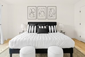 4 bedrooms, iron/ironing board, travel cot, WiFi