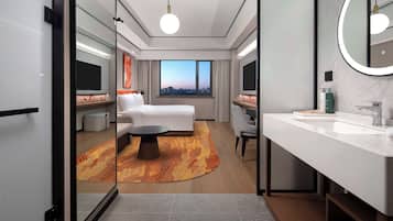 Room, 1 King Bed | Bathroom | Free toiletries, hair dryer, slippers