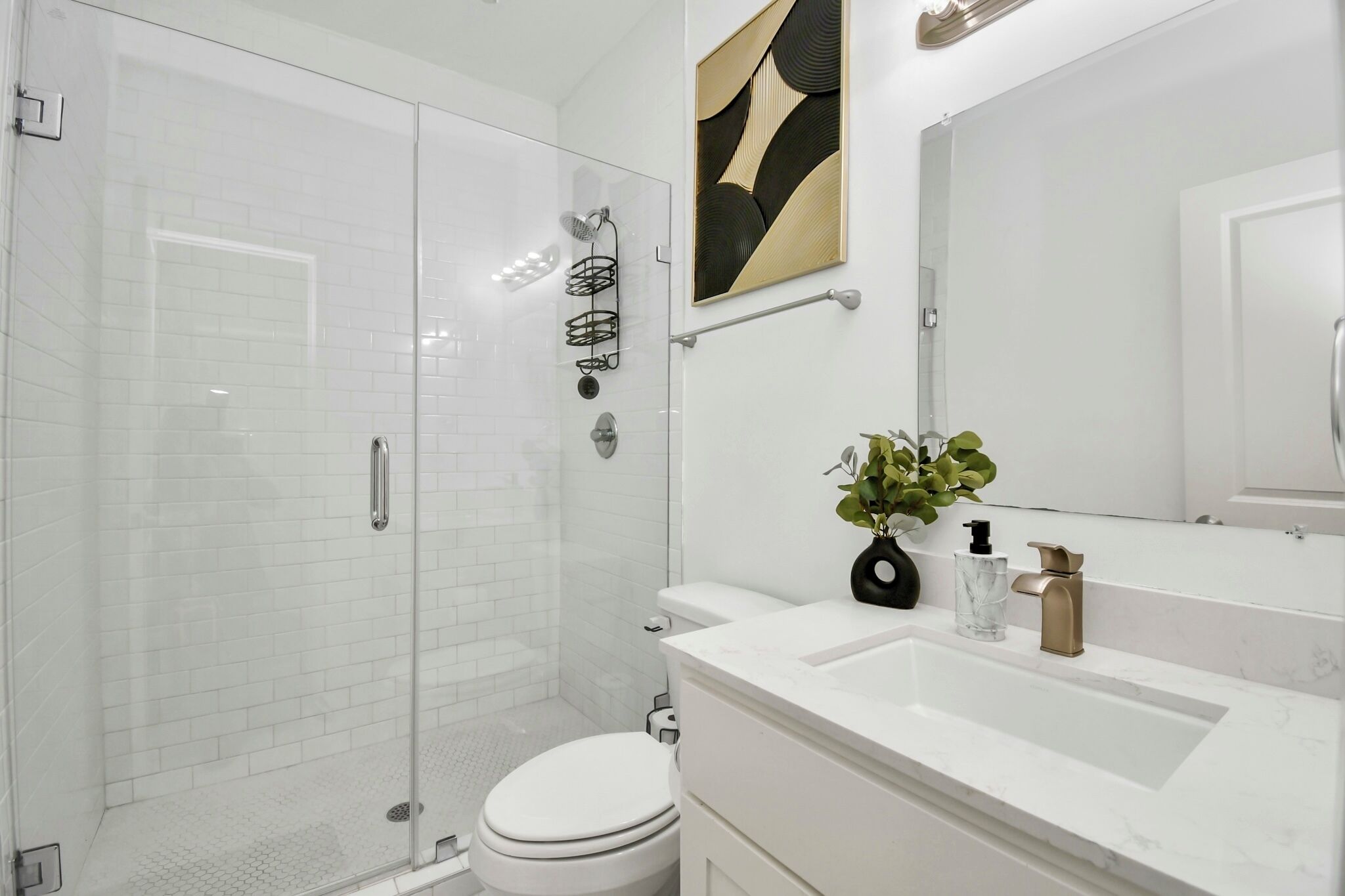 Regadera, secadora de cabello, toallas, papel de baño 