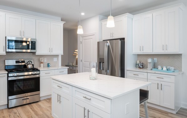 Fridge, microwave, oven, stovetop - Sea-Renity Now in a 4 Bedroom,4 Bath New Construction 2 Blocks from the Ocean (Seaside Heights)