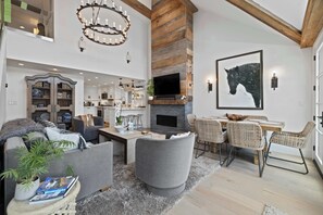 TV, fireplace, offices - Chic Park City Retreat with Hot Tub Near Town Lift (Park City)