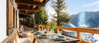 Cosy mountain hut with a garden