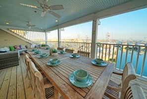 Outdoor dining - Blue Marlin & Dolphin Buyout | Marina-Front Escape | Walkable Access to Port A (Port Aransas)