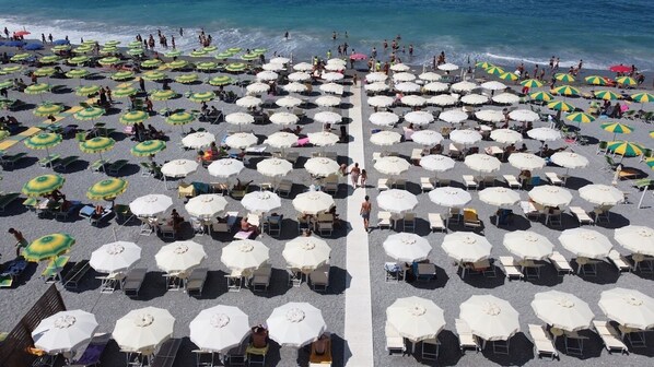 Private beach, white sand, beach cabanas, sun-loungers