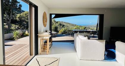 Architect-designed villa with sea and scrubland views