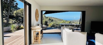 Architect-designed villa with sea and scrubland views