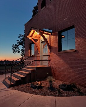 Exterior detail - Experience a cozy, curated stay in our beautifully restored 5BR Schoolhouse and a hydrotherapy massaging hot tub. (Guthrie)