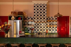 Dining - Experience a cozy, curated stay in our beautifully restored 5BR Schoolhouse and a hydrotherapy massaging hot tub. (Guthrie)