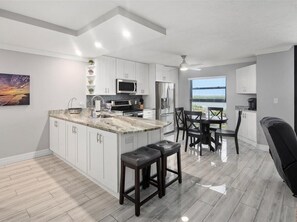 Fridge, microwave, oven, dishwasher