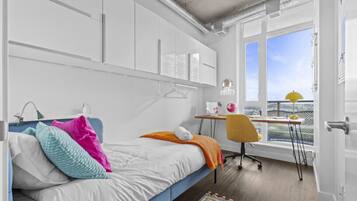 Desk, iron/ironing board, travel crib, WiFi (free)