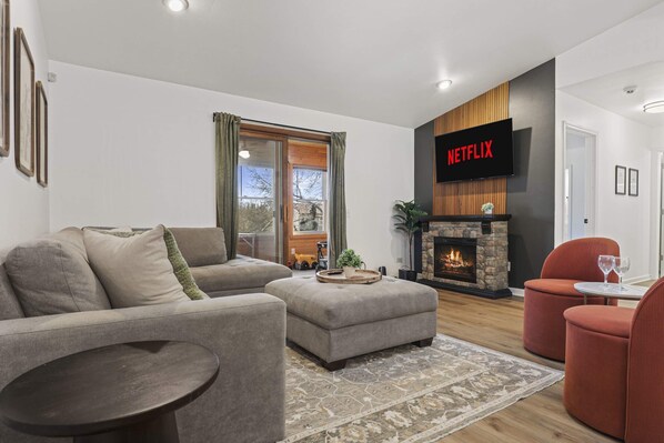 TV, fireplace, table football, offices