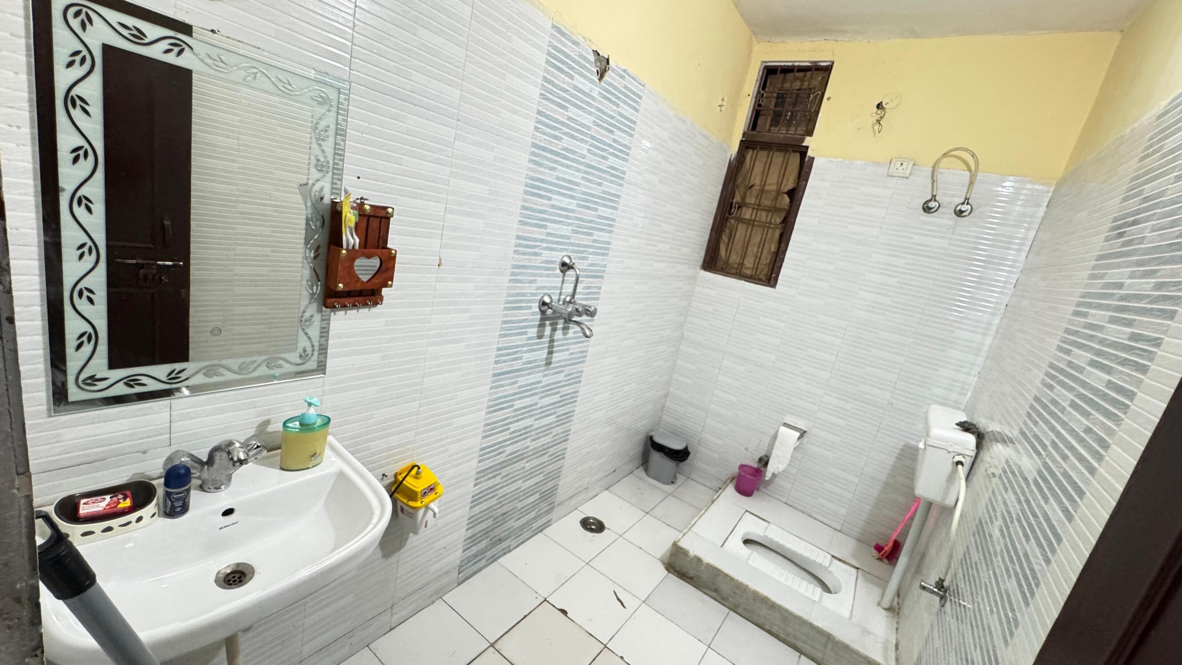 Shower, bidet, towels, soap