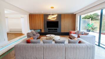 TV, fireplace, offices