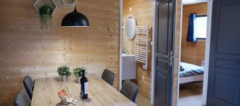 Cocooning riverside Chalet on a small campsite in the Heart of Auvergne