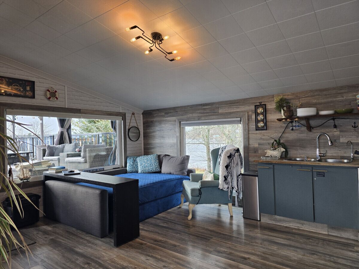 Smart TV, fireplace, video games, DVD player