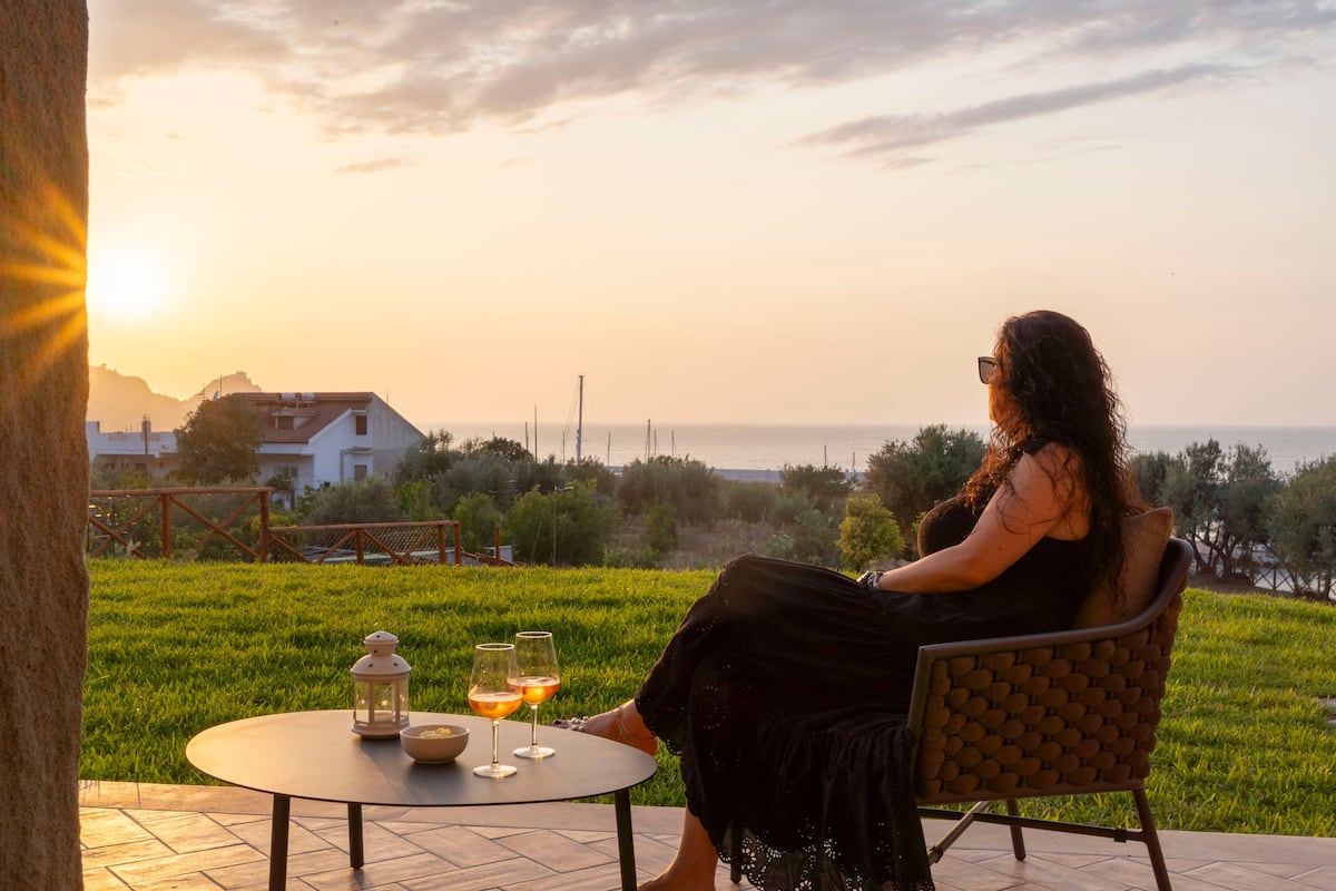 Exclusieve villa, balkon, uitzicht op zee | Terras