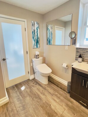 Dusche, Haartrockner, Bidet, Handtücher